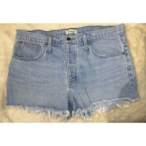 Madewell Denim Shorts Womens SIZE 33 Blue Cut Off High Waist Relaxed Fit Faded